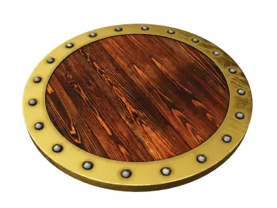 Wooden shield Low-poly 3D model 7