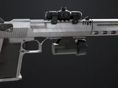 Pistol 10 Silver Generic All PBR UE Textures Low-poly 3D model