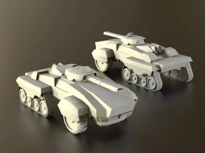 Futuristic Tank Truck SUV Machinery Low Poly 3D Model Low-poly 3D model