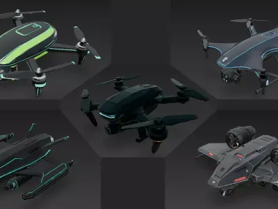 Futuristic Sci Fi Drones 3D Models Pack PBR Low-poly 3D model