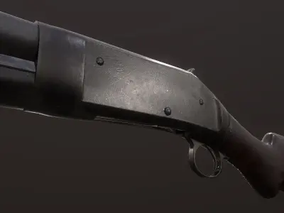 Winchester 1897 shotgun ww2 pbr low-poly Low-poly 3D model
