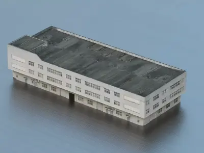 Industrial factory building Low-poly 3D model purchase