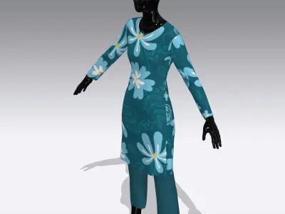 Female Cloth Dress Low-poly 3D model