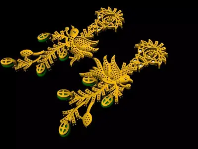 Beautiful Bird Earring - 0017 3D print model