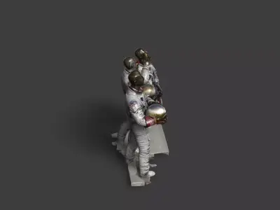 Apollo 11 astronauts statue Low-poly 3D model