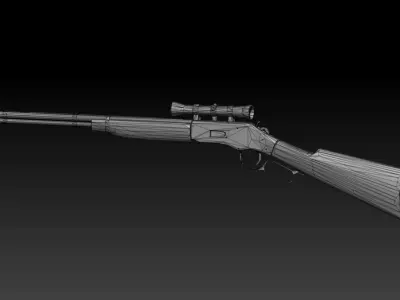 low poly game ready  Winchester riftle Low-poly 3D model