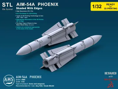 AIM-54A Phoenix - Scale 1-32 NEW 3D print model