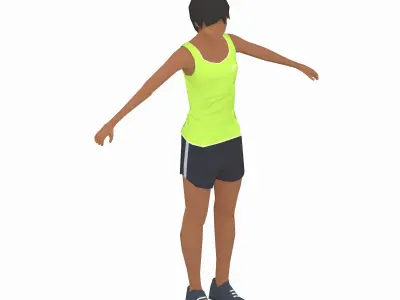Step Side  Exercise Woman Animation Low-poly 3D model