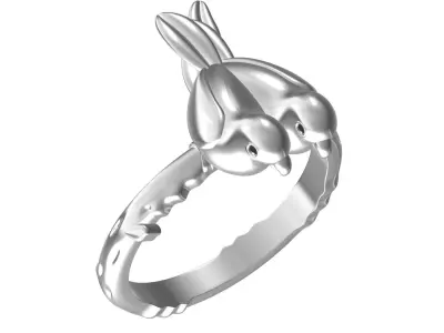 Antique Parrot Couple Ring 3D print model