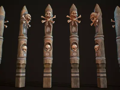 Totem wood 10 pbr 4k Low-poly 3D model
