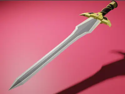 Fantasy Sword Low-poly 3D model 6