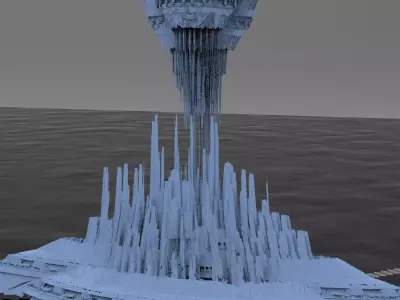 Sci fi City Dome floating island 6 3D model