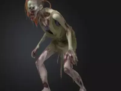 Zombie Woman 3D Model Realistic Horror Sculpture Free 3D print model
