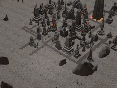 Volcanic Ruins Landscape 3D model