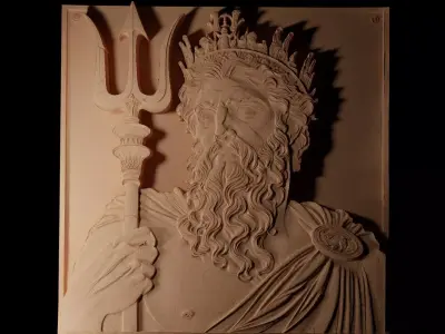 Poseidon CNC 3d Print High Relief Sand Casting 3D print model