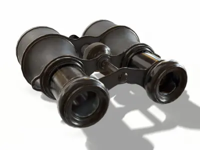 Black Vintage Binocular Low-poly 3D model