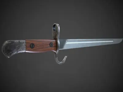 Arisaka Type 38 Bayonet Knife PBR Low-poly 3D model Low-poly 3D model