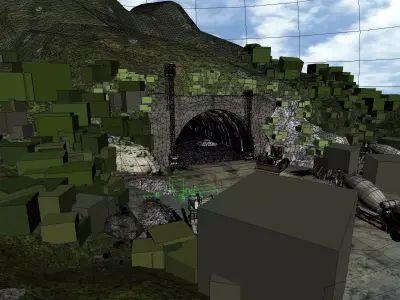 Entrance of underground military tunnel - missile base 3D model