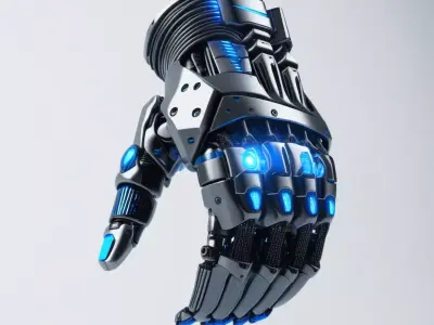 Cybernetic Hand Carbon Fiber Glowing 3D model