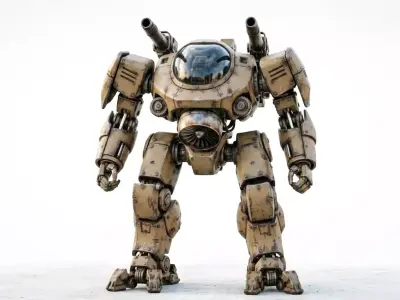 Bipedal Assault Mech Low-poly 3D model