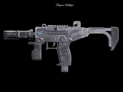 UZI PBR Gun Low-poly 3D model