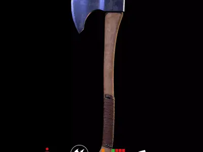 HIE Game Ready Viking Axe D180213 Low-poly 3D model