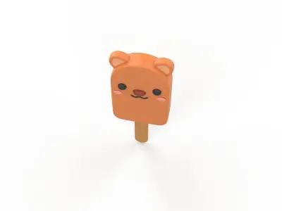 Cartoon Bear Ice Cream Cute  Low-poly 3D model