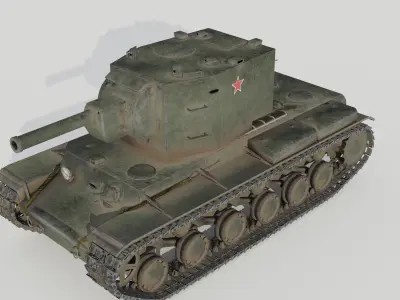 KV 2 WW2 Soviet Heavy Tank Low-poly 3D model
