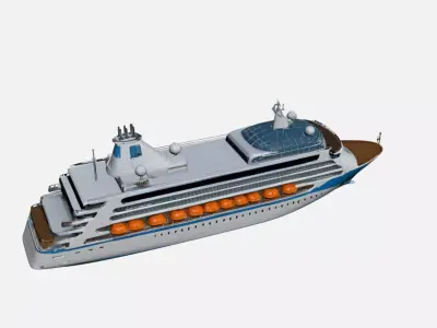 Modern Luxury Cruise Ship - Sleek 3D Ocean Liner Model 02 3D model