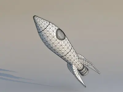 Cartoon Rocket Low Poly 3D Model Low-poly 3D model