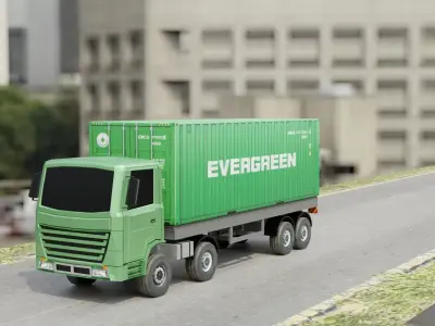 Lowpoly Truck Animated Low-poly 3D model