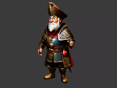 Cartoon Medieval King Low-poly 3D model