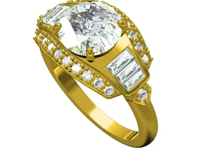 Antique Vintage Style Engagement Ring for Women 3D print model