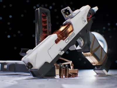 ZerTech Oisis the future pistol gun Low-poly 3D model