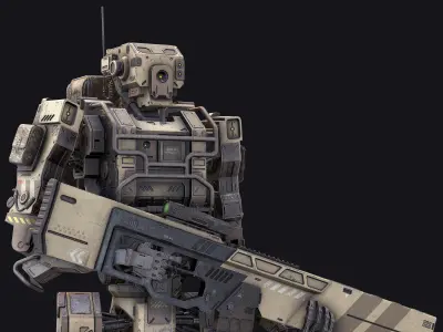 Robot Soldier low poly Low-poly 3D model