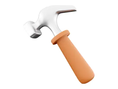 Hand hammer cartoon icon 3D model