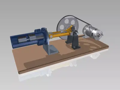 Stirling Engine Beta Type Model 3D model