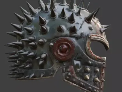 Wasteland Gladiator Spike Helmet 3D Model Low-poly 3D model