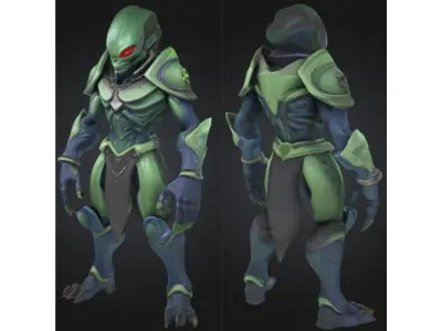 Stylized Alien Insectoid Warrior Low-poly 3D model