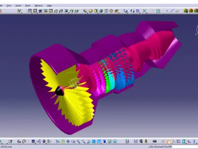 Airplane jet engine blades Low-poly 3D model