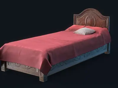 Antiquare Bed 3 Low-poly 3D model