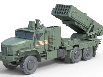 TOS 2 Multiple rocket launcher    Low-poly 3D model