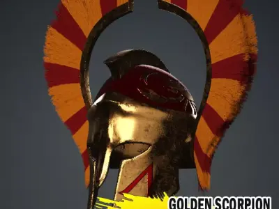Spartan Royal Helmet v Golden Scorpion Low-poly 3D model