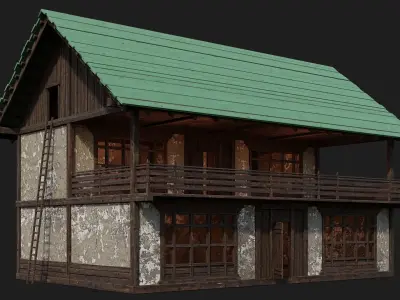 Old Medieval Building 4K Textures GameReady 133 Low-poly 3D model