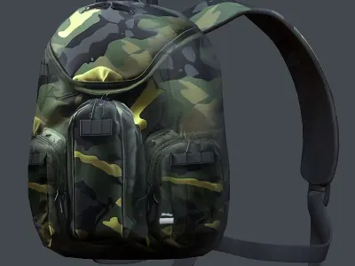 Backpack Camping Generic military human bag storqge baggage Low-poly 3D model 14