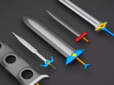 Swords Pack  5 Melee Weapons Free low-poly 3D model