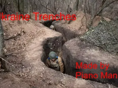 Ukraine trenches Low-poly 3D model