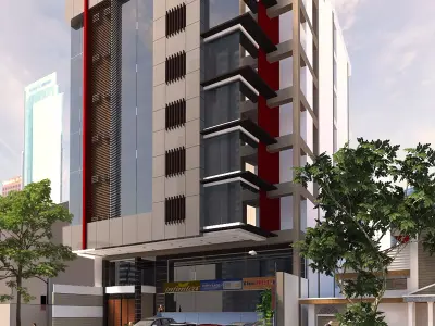 Commercial Hotel Low-poly 3D model