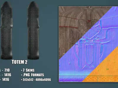 Wooden Totem 2 Low-poly 3D model