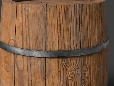 wooden barrel Low-poly 3D model 36